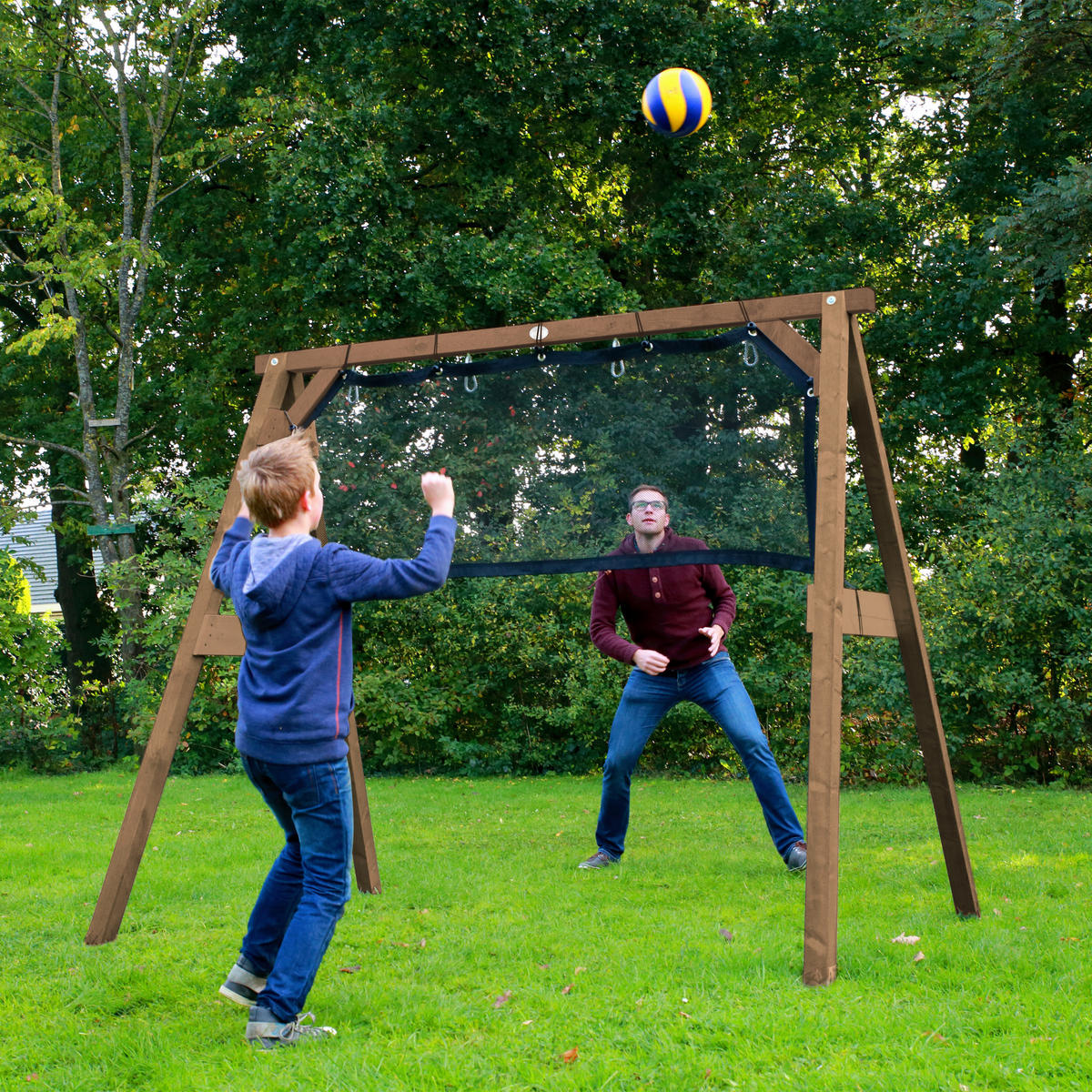 FUßBALLTOR - Braun, KONVENTIONELL, Holz (254/207/160cm) - Ambia Garden