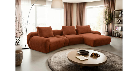 ECKSOFA  in Chenille Rostfarben  362/176 cm  - Rostfarben/Schwarz, KONVENTIONELL, Kunststoff/Textil (362/176cm) - Carryhome
