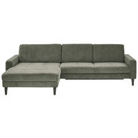 ECKSOFA in Cord Olivgrün  - Schwarz/Olivgrün, Modern, Textil/Metall (177/302cm) - Beldomo Style