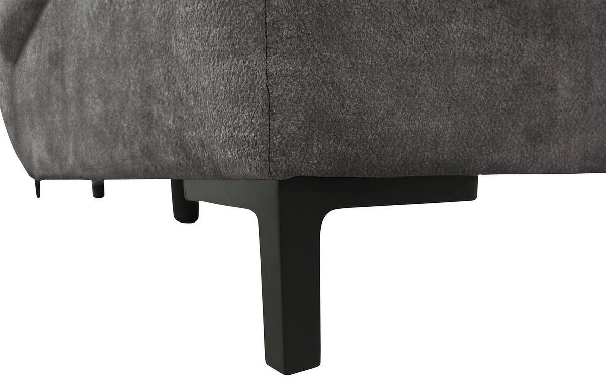 WOHNLANDSCHAFT SOLEI U Dunkelgrau Chenille  - Dunkelgrau/Schwarz, Design, Kunststoff/Textil (188/334/184cm) - MID.YOU