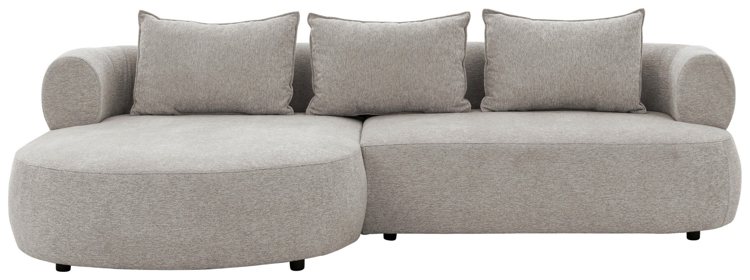 ECKSOFA in Chenille Hellgrau - Hellgrau/Schwarz, Design, Kunststoff/Textil (156/256cm) - Livetastic