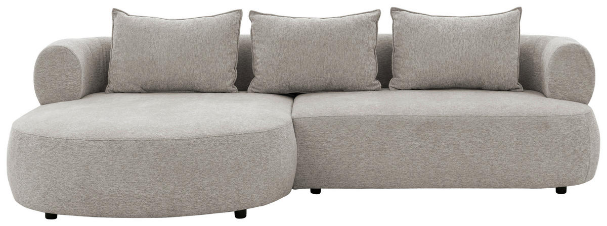 ECKSOFA in Chenille Hellgrau  - Hellgrau/Schwarz, Design, Kunststoff/Textil (156/256cm) - Livetastic