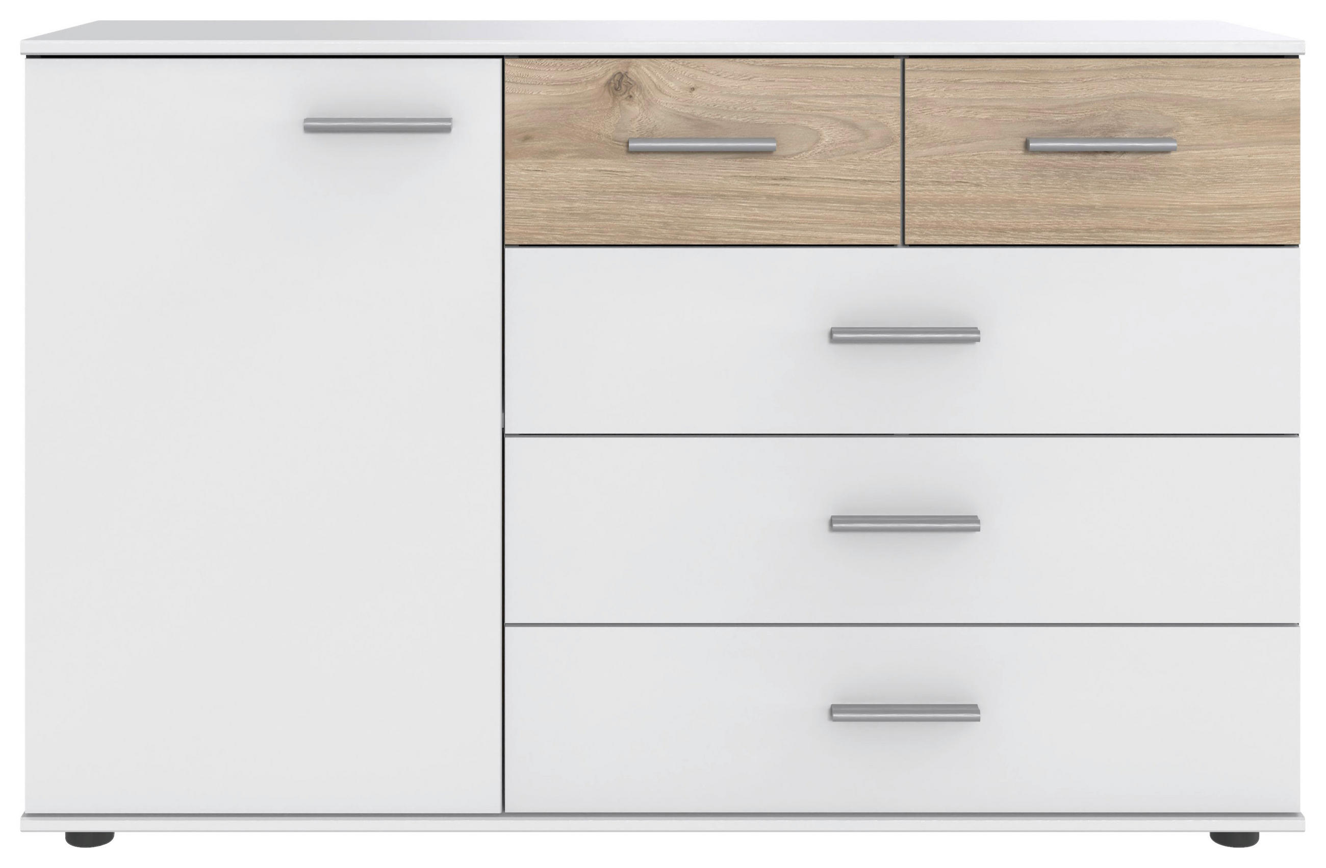 SIDEBOARD 130/83/41 cm  in Weiss, Eichefarben, Hickory  - Weiss/Eichefarben, Konventionell, Holzwerkstoff/Kunststoff (130/83/41cm) - Carryhome