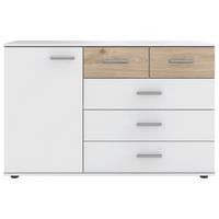SIDEBOARD 130/83/41 cm Weiss, Eichefarben, Hickory  - Weiss/Eichefarben, Konventionell, Holzwerkstoff/Kunststoff (130/83/41cm) - Carryhome