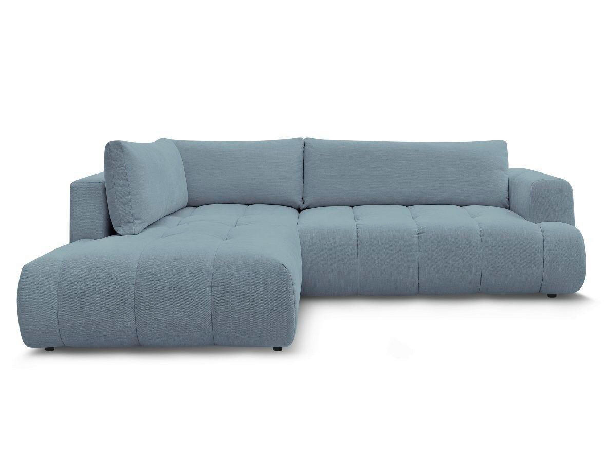 ECKSCHLAFSOFA FUJI Leinenoptik Hellblau  inkl.  - Schwarz/Hellblau, MODERN, Kunststoff/Textil (204/282cm)