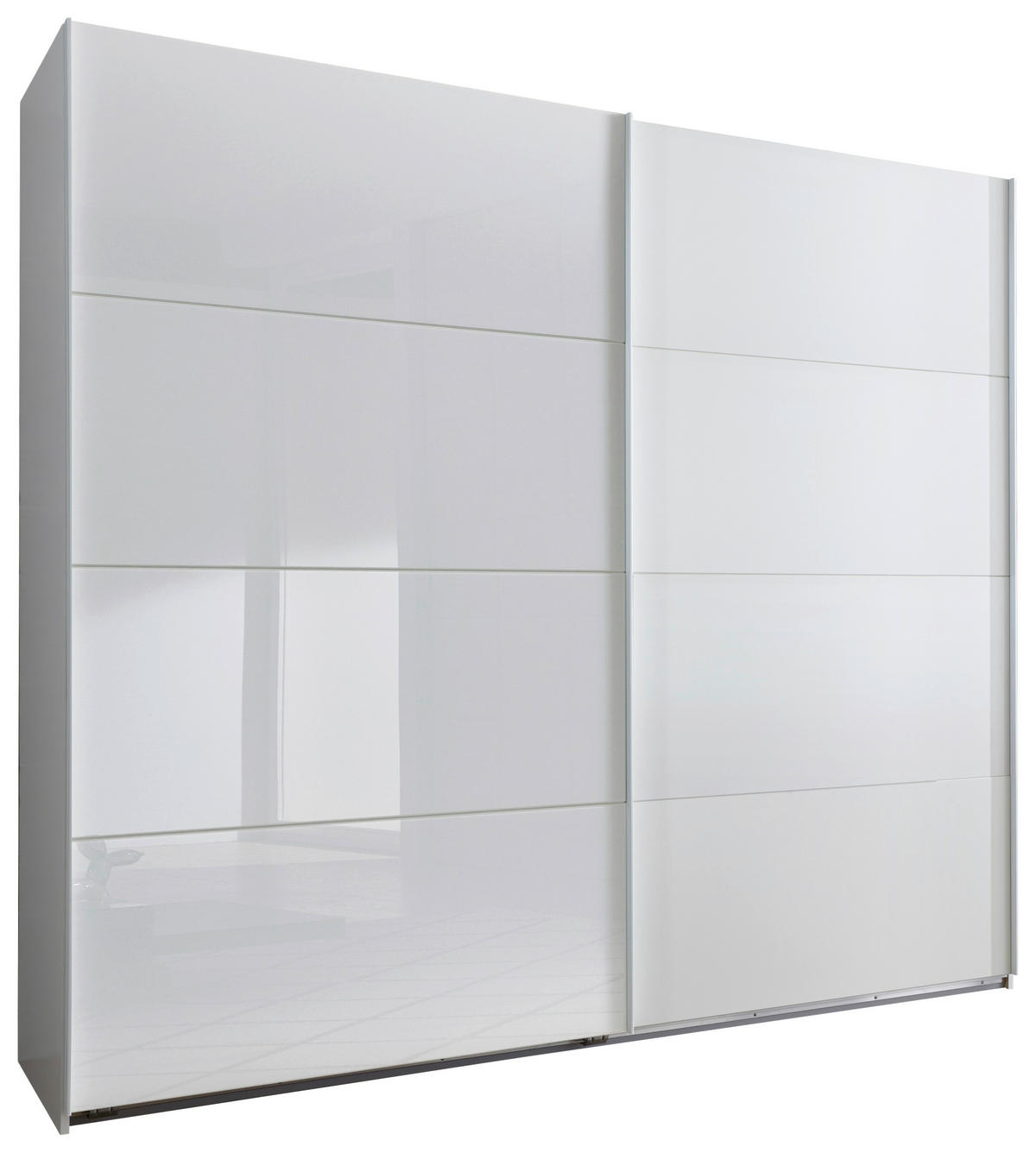 SCHWEBETÜRENSCHRANK in Weiss  - Weiss, Design, Glas/Holzwerkstoff (225/210/65cm) - Carryhome