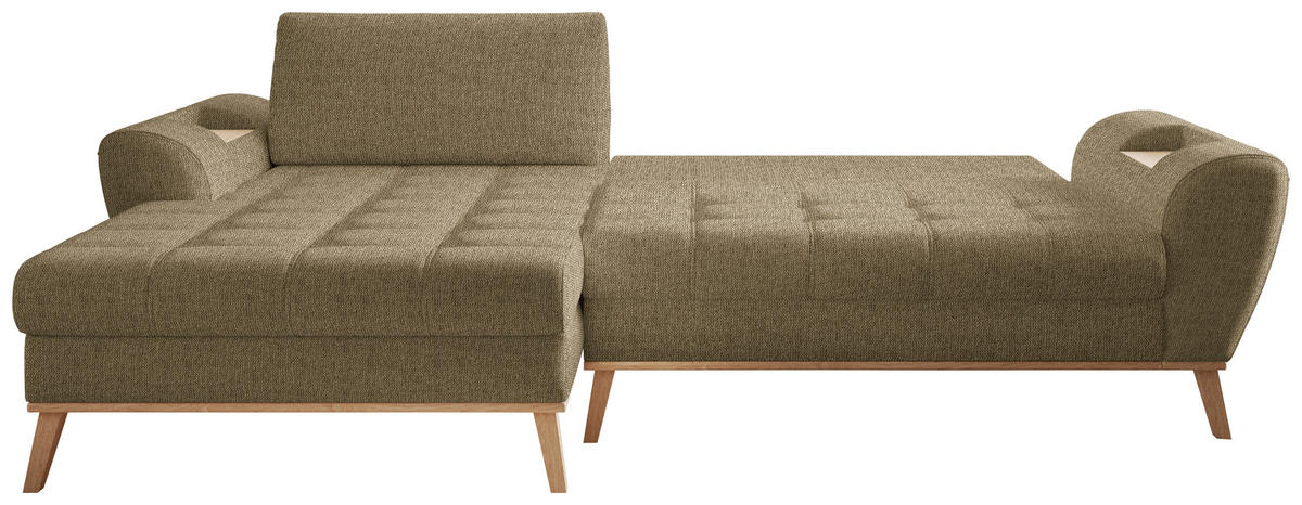 ECKSOFA in Webstoff Olivgrün  - Eichefarben/Olivgrün, Design, Holz/Textil (175/282cm) - Carryhome