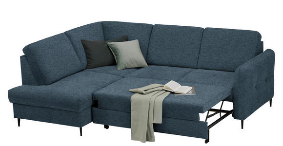 ECKSOFA in Chenille Blau  - Blau/Schwarz, MODERN, Holz/Textil (184/241cm) - Carryhome