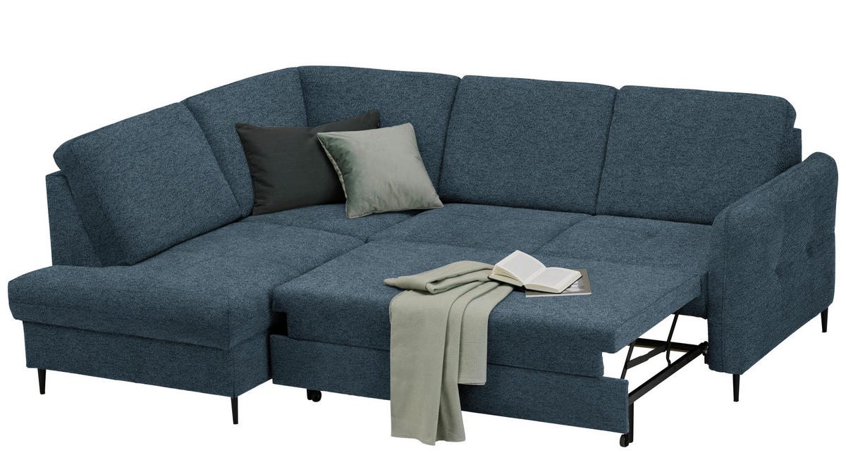 ECKSOFA in Chenille Blau  - Blau/Schwarz, Modern, Holz/Textil (184/241cm) - Carryhome