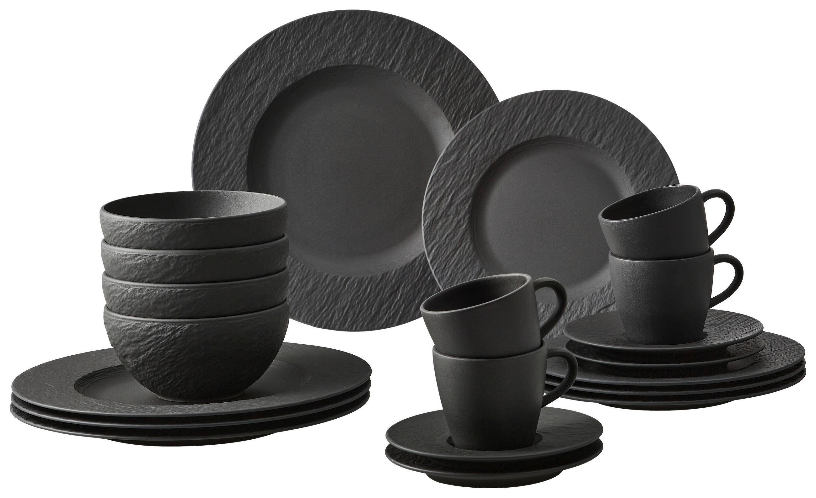 KOMBISERVICE Schwarz 20-teilig Manufacture Rock  - Schwarz, LIFESTYLE, Keramik (38,5/25,5/35,8cm) - Villeroy & Boch