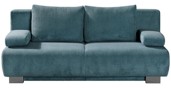 SCHLAFSOFA Rowan in Cord Türkis  - Türkis, KONVENTIONELL, Textil/Metall (196/89/94cm) - Novel