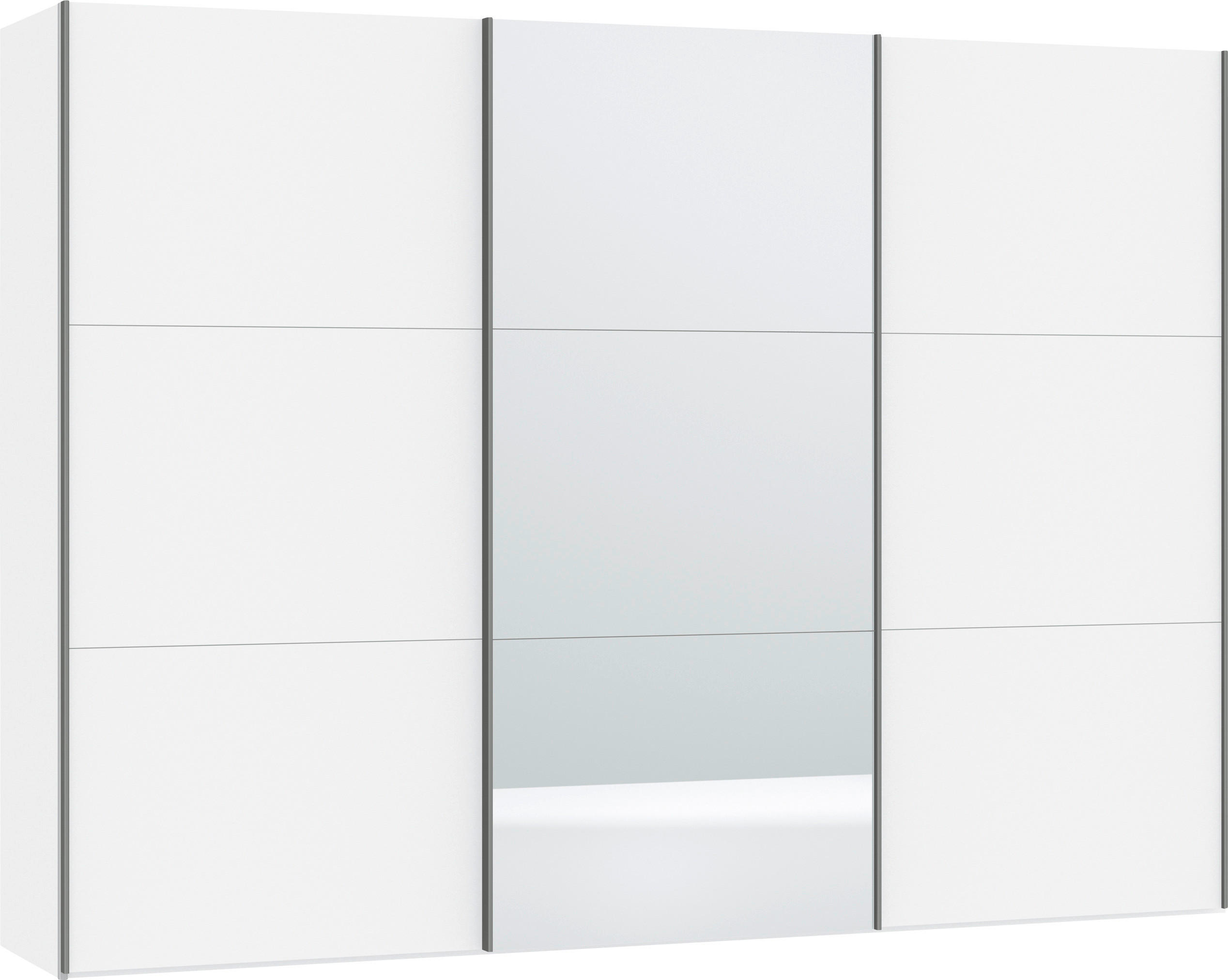 SCHWEBETÜRENSCHRANK  in Weiß, Weiß Hochglanz  - Weiß Hochglanz/Silberfarben, Design, Glas/Holzwerkstoff (303/220/65cm) - Jutzler