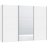 SCHWEBETÜRENSCHRANK  in Weiß, Weiß Hochglanz  - Weiß Hochglanz/Silberfarben, Design, Glas/Holzwerkstoff (303/220/65cm) - Jutzler