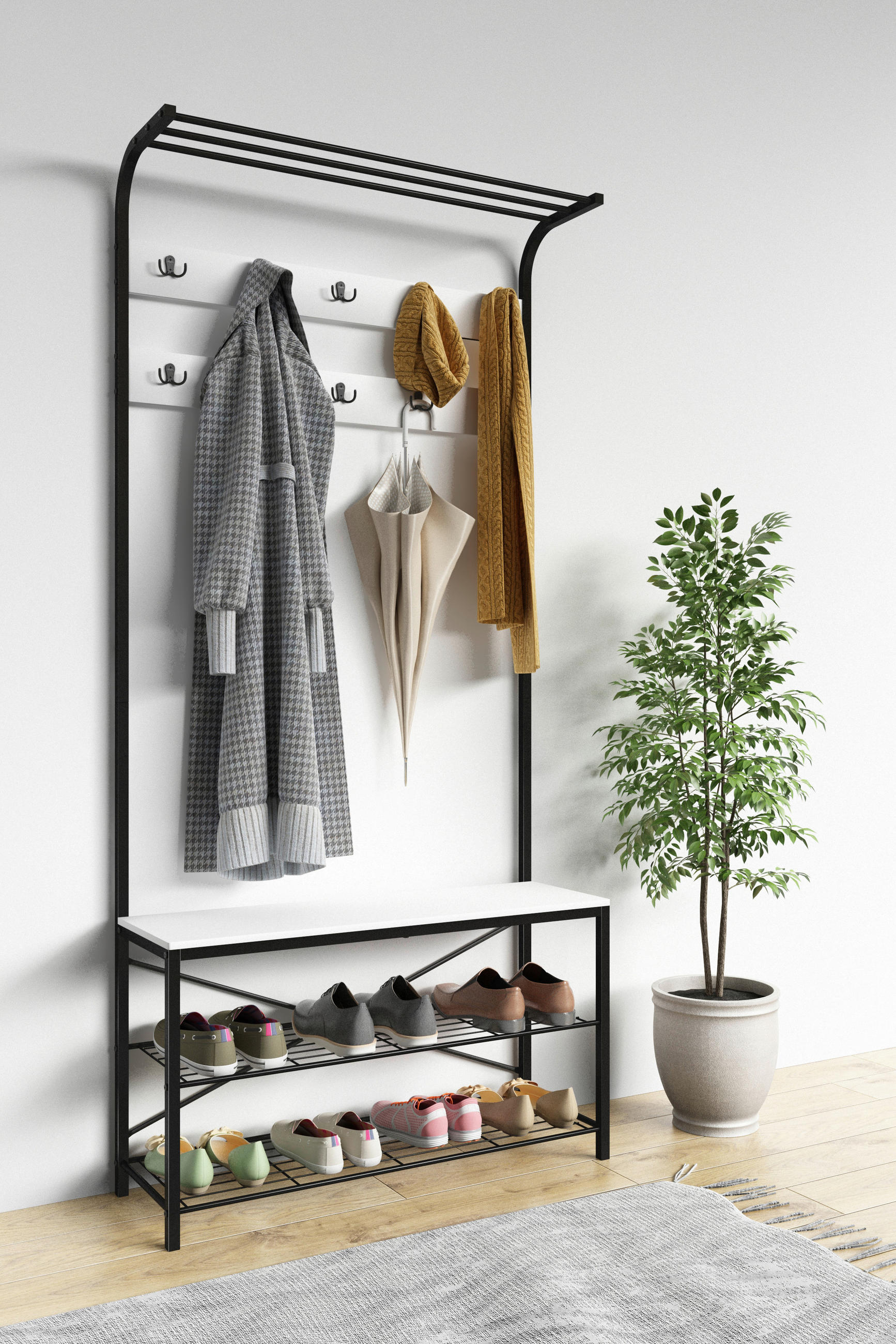 GARDEROBE  in 90/190/30 cm  - Weiss/Schwarz, Design, Holzwerkstoff/Metall (90/190/30cm) - MID.YOU