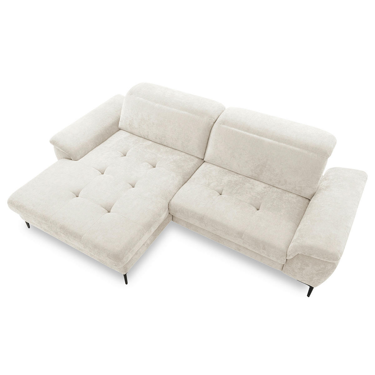 ECKSOFA  Webstoff Creme  - Creme/Schwarz, Design, Textil/Metall (195/268cm) - Livetastic