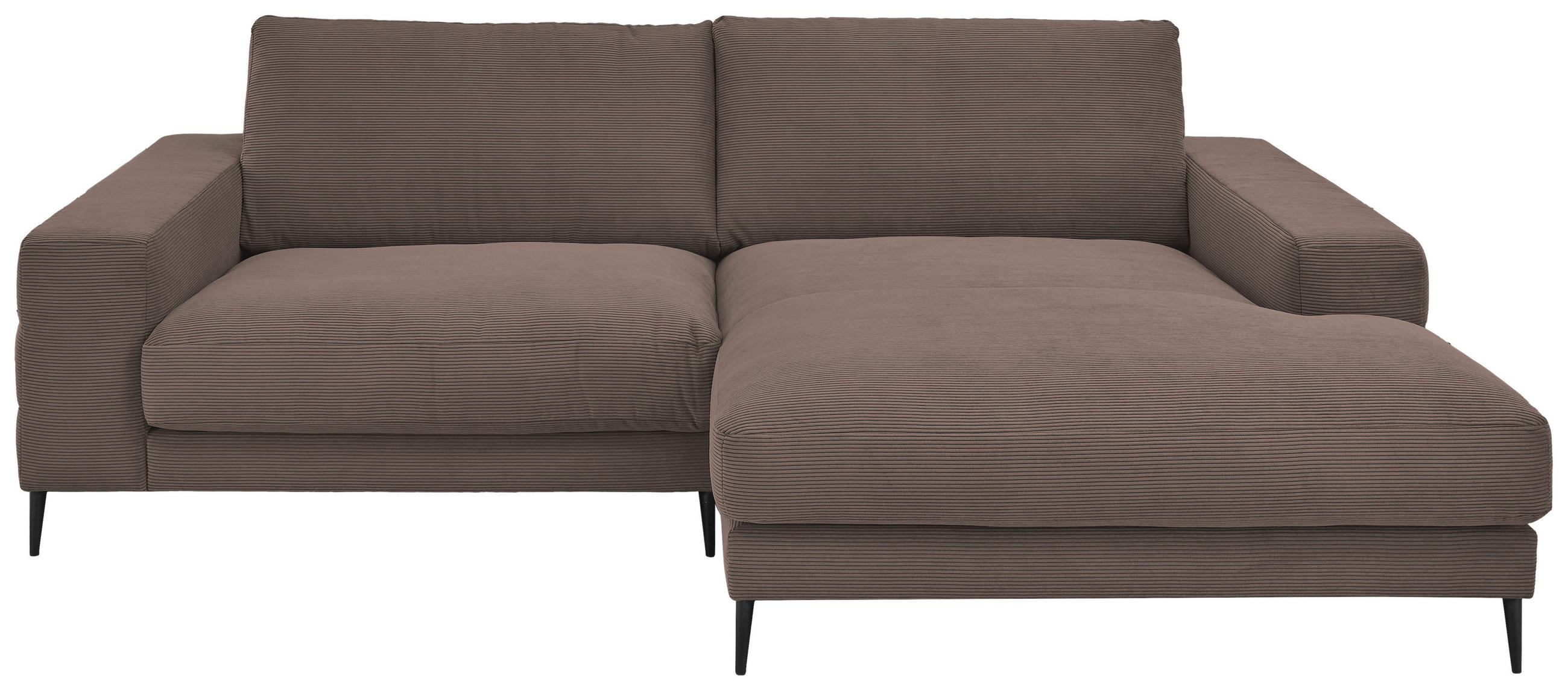 ECKSOFA in Feincord Taupe  253/177 cm  - Taupe/Schwarz, Design, Textil/Metall (253/177cm) - Dieter Knoll