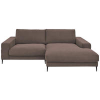 ECKSOFA in Feincord Taupe  - Taupe/Schwarz, Design, Textil/Metall (253/177cm) - Dieter Knoll
