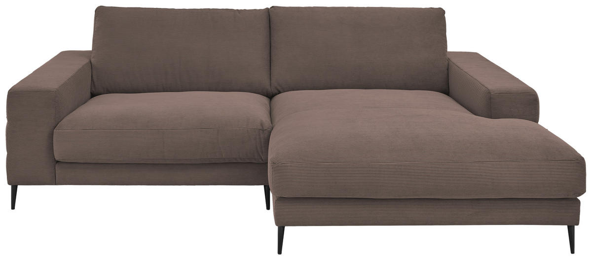ECKSOFA in Feincord Taupe  - Taupe/Schwarz, Design, Textil/Metall (253/177cm) - Dieter Knoll