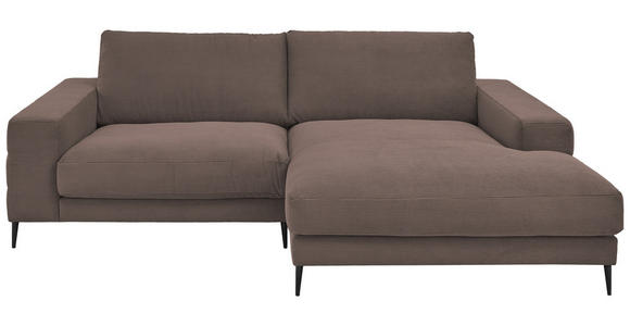 ECKSOFA in Feincord Taupe  - Taupe/Schwarz, Design, Textil/Metall (253/177cm) - Dieter Knoll