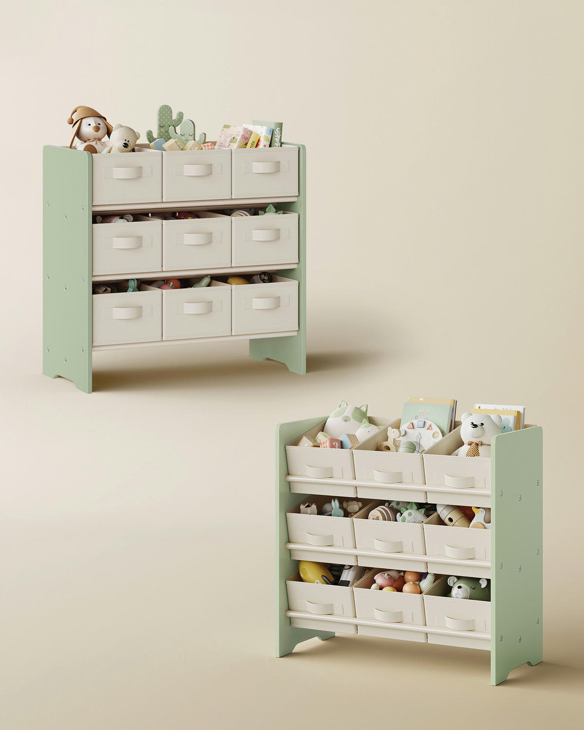KINDERREGAL 62,5/60/29,5 cm  - Beige/Grün, MODERN, Holzwerkstoff/Textil (62,5/60/29,5cm) - MID.YOU