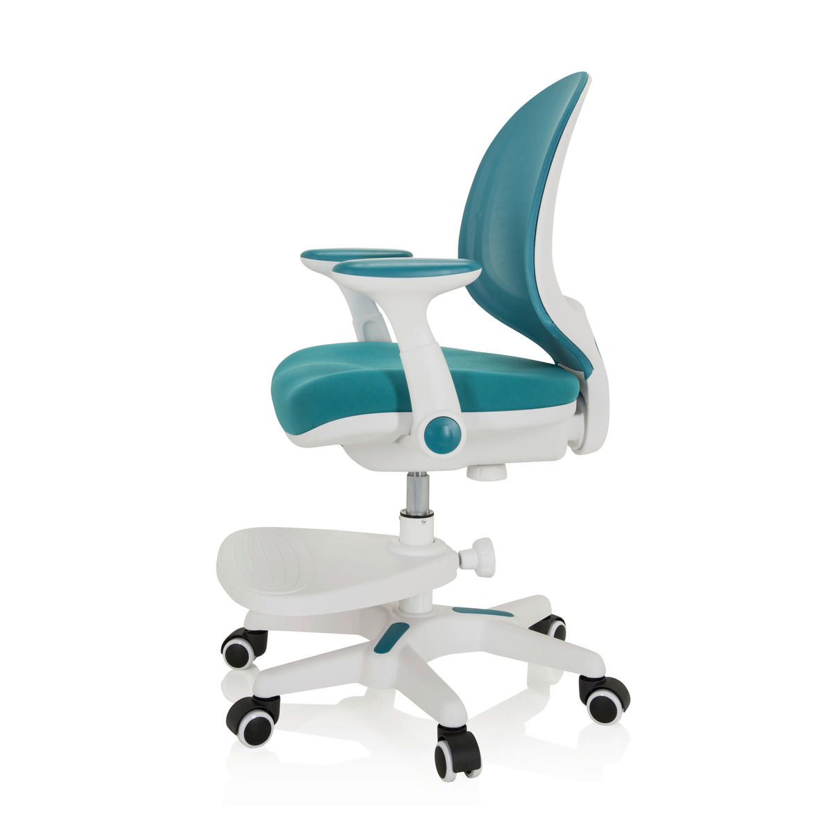 MLADINSKI VRTLJIVI STOL umetna masa, tekstil modra, bela  - modra/bela, Moderno, umetna masa/tekstil (56/89/52cm) - MID.YOU