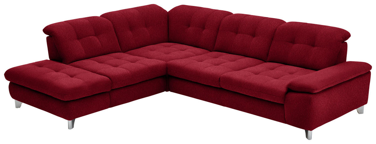 ECKSOFA in Chenille Rot  - Chromfarben/Rot, Design, Textil/Metall (260/310cm) - Beldomo Speed