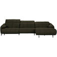 ECKSOFA in Echtleder Olivgrün  313/165 cm  - Beige/Schwarz, Design, Leder/Metall (313/165cm) - Emilio Belluti