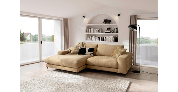 ECKSOFA in Flachgewebe Gelb  177/253 cm  - Gelb/Schwarz, Design, Textil/Metall (177/253cm) - Dieter Knoll