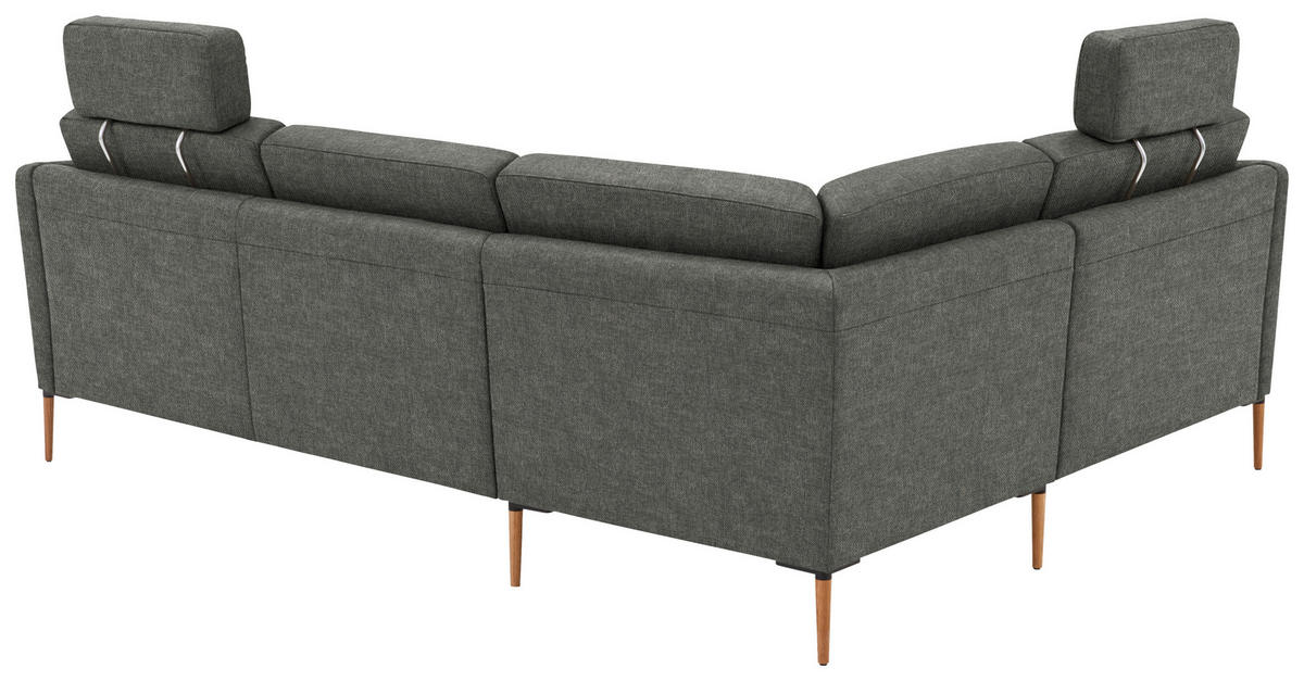 ECKSOFA  in Flachgewebe Grau  189/236 cm  - Eichefarben/Grau, Design, Holz/Textil (189/236cm) - Valnatura