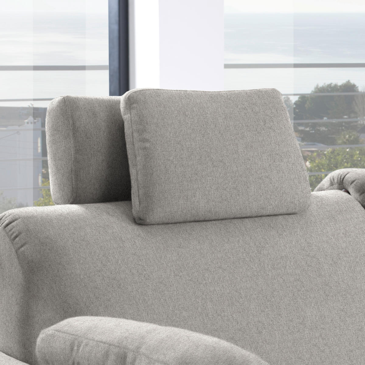 ECKSOFA in Flachgewebe Ecru  261/203 cm  - Ecru/Eichefarben, KONVENTIONELL, Holz/Textil (261/203cm) - Sedda