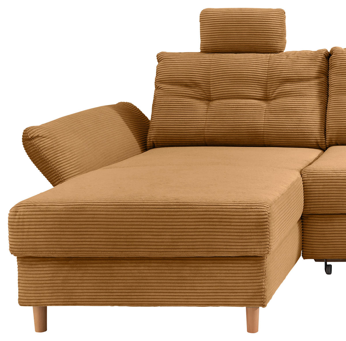 WOHNLANDSCHAFT in Cord Goldfarben  - Goldfarben/Naturfarben, Modern, Holz/Textil (176/338-352/206cm) - Livetastic