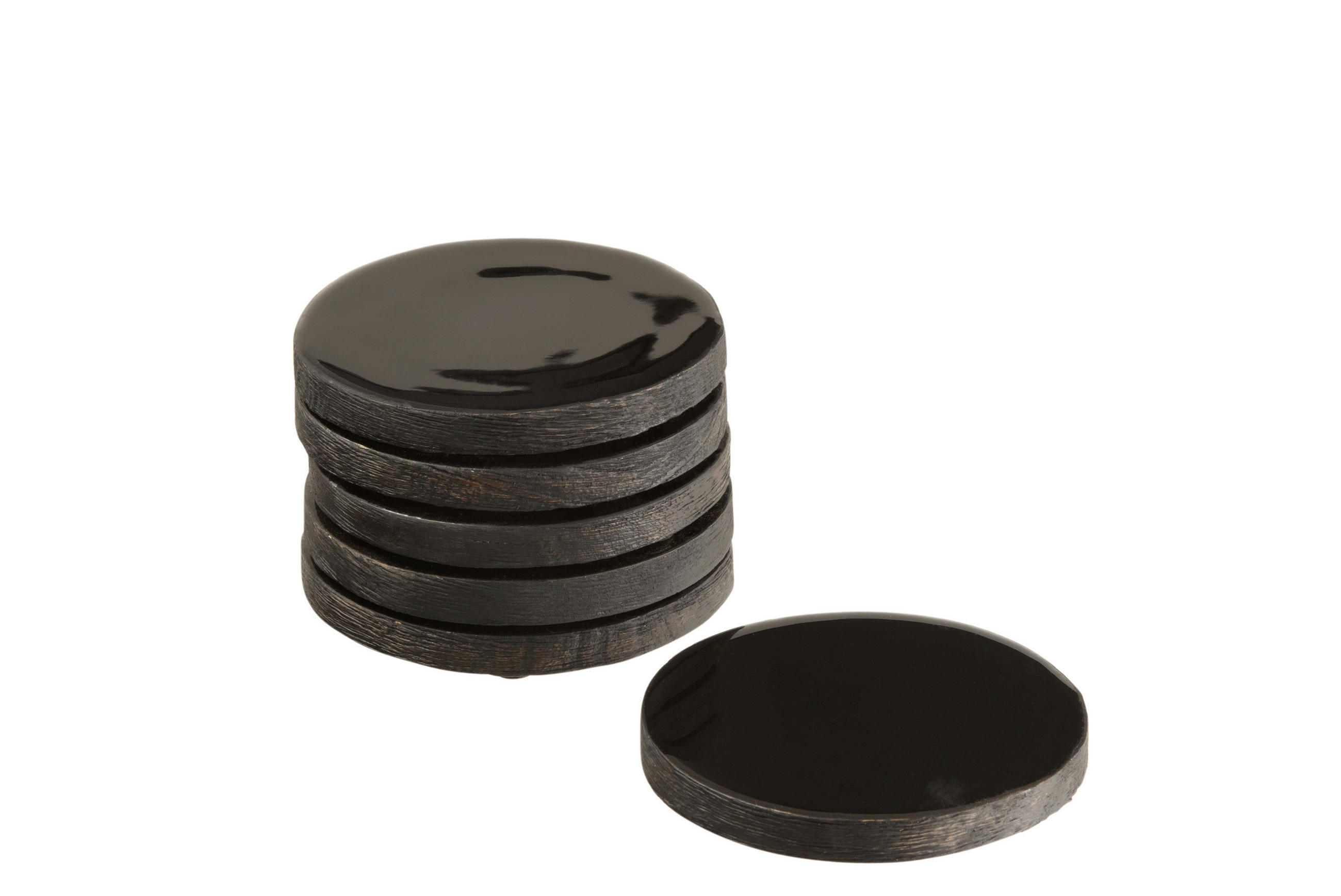 UNTERSETZERSET Holz Schwarz 10 cm  - Schwarz, Trend, Holz (10cm)