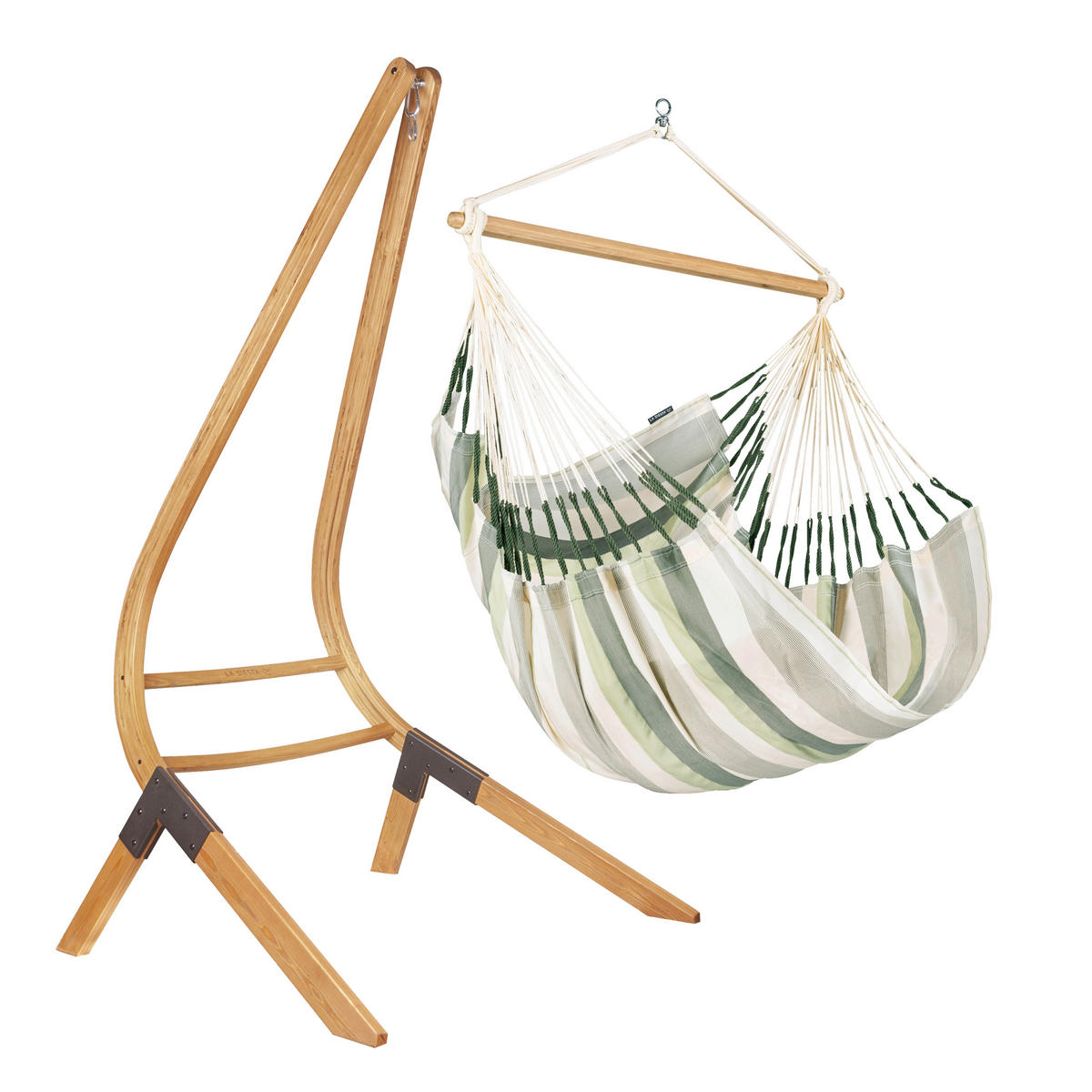 HÄNGESESSEL comfort outdoor 110/160/180 cm  - Hellgrau/Weiß, KONVENTIONELL, Holz/Textil (110/160/180cm) - La Siesta