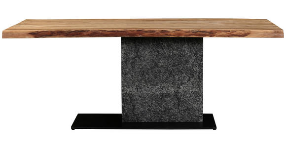 ESSTISCH in Holz, Metall, Stein 200/100/76 cm  - Schieferfarben/Schwarz, Design, Holz/Stein (200/100/76cm) - Landscape