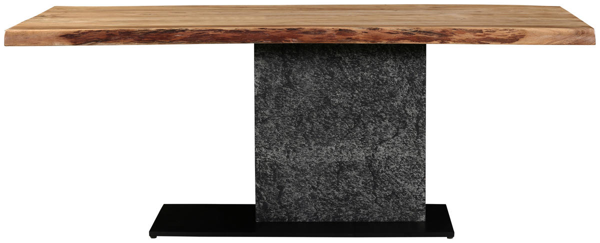ESSTISCH in Holz, Metall, Stein 200/100/76 cm  - Schieferfarben/Schwarz, Design, Holz/Stein (200/100/76cm) - Landscape