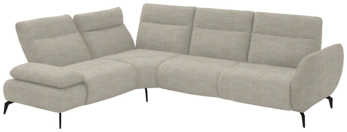 ECKSOFA in Webstoff Beige  223/290 cm  - Beige/Schwarz, Design, Textil/Metall (223/290cm) - Moderano