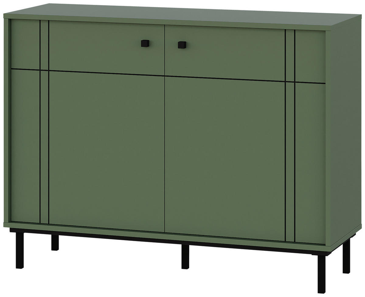 KOMMODE  in 81,8/106/37 cm  - Schwarz/Grün, MODERN, Holzwerkstoff/Kunststoff (81,8/106/37cm) - Carryhome