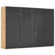 SCHWEBETÜRENSCHRANK 316/223/68 cm 4-türig Grau, Eiche Artisan  - Chromfarben/Eiche Artisan, Design, Glas/Holzwerkstoff (316/223/68cm) - Novel