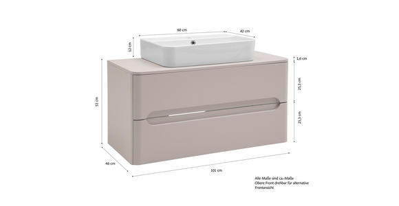 WASCHTISCHKOMBI 101 cm  - Kaschmir/Weiß, KONVENTIONELL, Keramik/Holzwerkstoff (101cm) - Xora