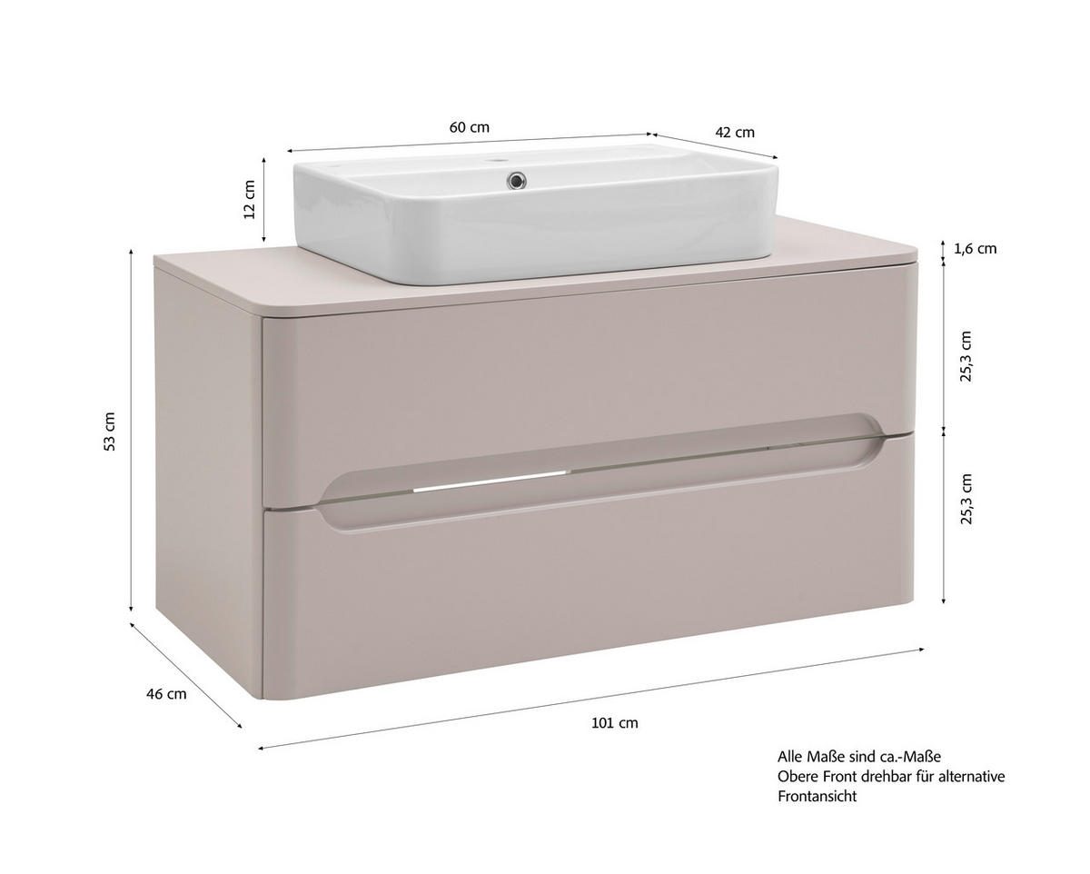 WASCHTISCHKOMBI 101 cm  - Kaschmir/Weiß, KONVENTIONELL, Keramik/Holzwerkstoff (101cm) - Xora