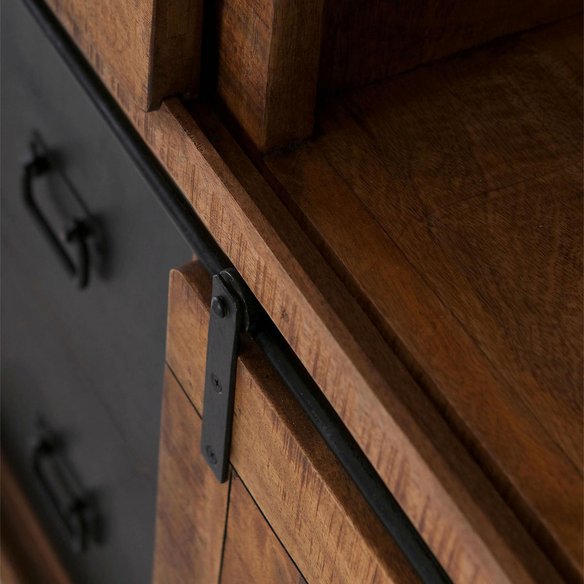 HIGHBOARD 95/145/45 cm  in Naturfarben  - Schwarz/Naturfarben, ROMANTIK / LANDHAUS, Holz/Metall (95/145/45cm) - Landscape