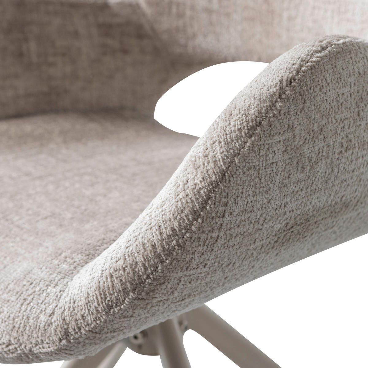 ARMLEHNSTUHL-SET 2 Stück  in Samt  - Sandfarben, MODERN, Textil/Metall (58/58/82cm) - Livetastic