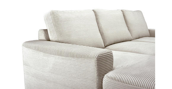 ECKSOFA Naturfarben Cord Rückenkissen, Bettkasten, Schlaffunktion, Rücken echt, Liegefläche im Originalstoff  - Schwarz/Naturfarben, KONVENTIONELL, Textil/Metall (150/240cm) - Carryhome