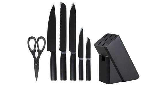 MESSERBLOCK 7-teilig  - Schwarz, Basics, Holz/Kunststoff - Homeware Profession.