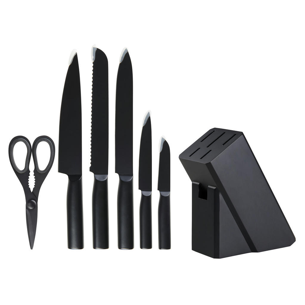 Thumbnail - Homeware Profession. Messerblock, Schwarz, Holz, Metall, Kunststoff, 7-teilig, Kautschukholz, vollmassiv, Lfgb, Kochen, ...