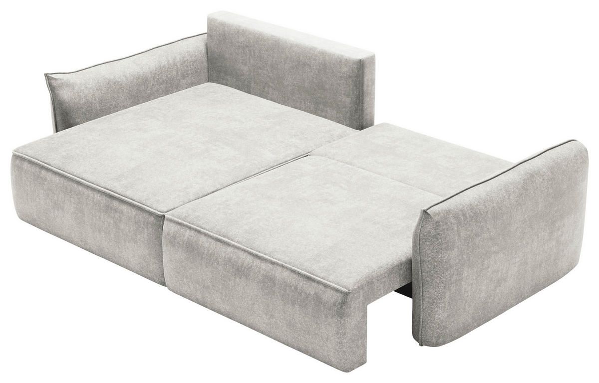 ECKSOFA Beige Struktur Rückenkissen, Bettkasten, Schlaffunktion, Rücken echt, Liegefläche im Originalstoff  - Beige/Schwarz, KONVENTIONELL, Kunststoff/Textil (148/266cm) - Milino