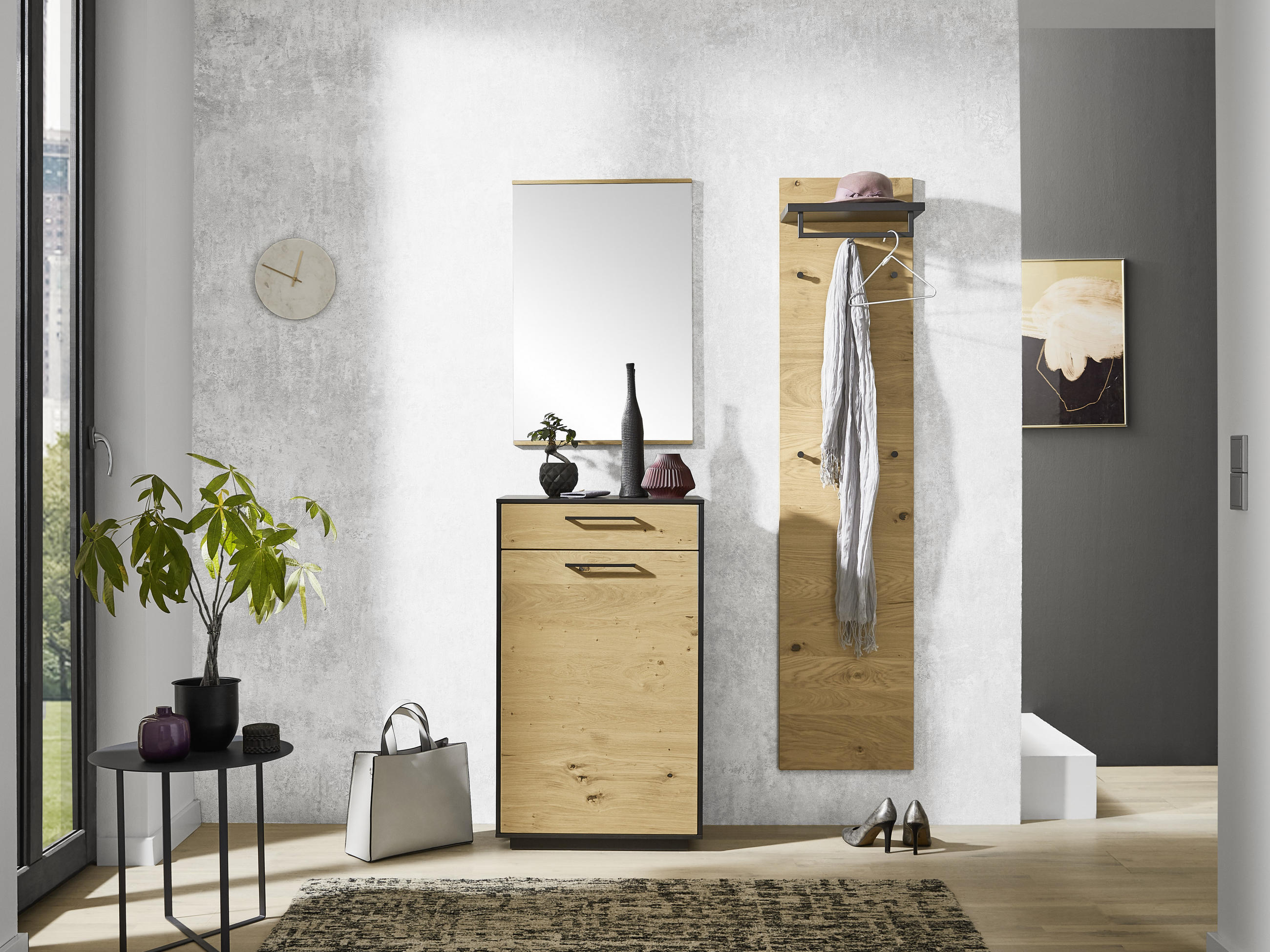 GARDEROBENPANEEL  in 42/183/27 cm  - Eichefarben/Anthrazit, Design, Holz/Metall (42/183/27cm) - Dieter Knoll