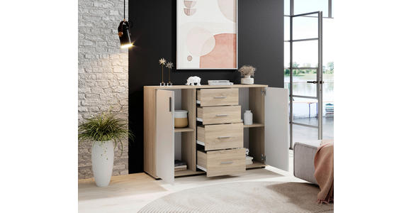 KOMMODE Bobby in 120/82/35 cm - Silberfarben/Schwarz, Design, Holzwerkstoff/Kunststoff (120/82/35cm) - Carryhome