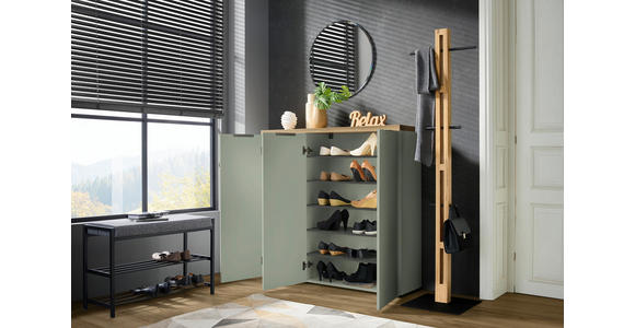 SCHUHSCHRANK 120/115/34 cm - Eichefarben/Schwarz, Design, Holzwerkstoff/Kunststoff (120/115/34cm) - Xora