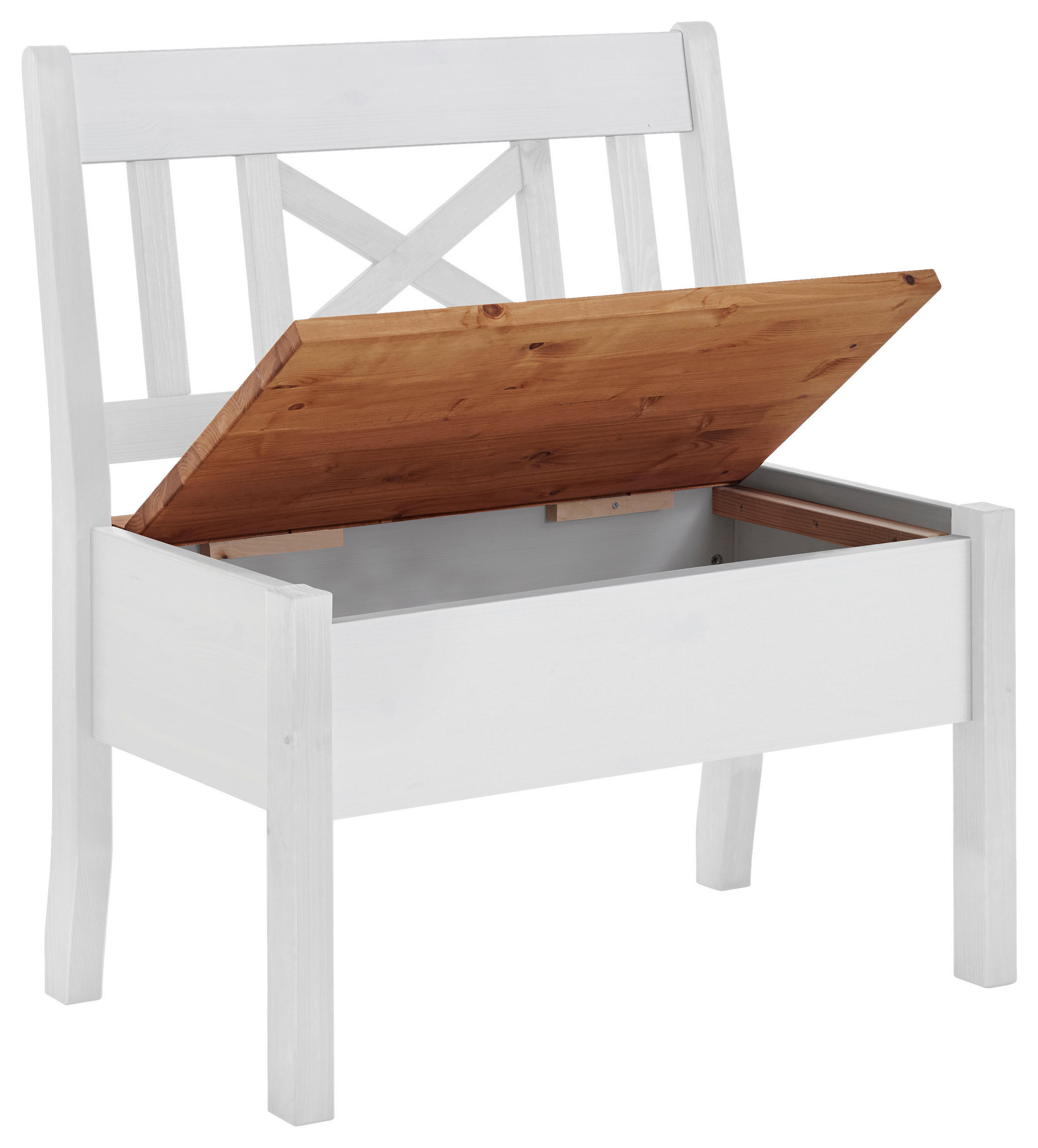 SITZBANK 84/93/58 cm Weiß, Laugenfarbig Kiefer massiv  - Laugenfarbig/Weiß, ROMANTIK / LANDHAUS, Holz (84/93/58cm) - Boxxx